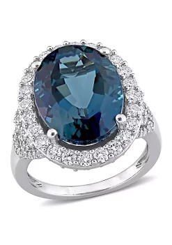 Deals 😍 3.75 ct. t.g.w. Aquamarine and 3/5 ct. t.w. Diamond Split Shank Cocktail Ring in 14K White Gold by Belk & Co. ⌛ -DealsBelk & Co. Store Belk 30834