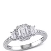 Cheap ✨ 1 ct. t.w. Diamond Emerald Cut Halo 3 Stone Engagement Ring by Belk & Co. ❤️