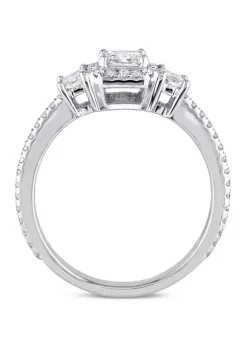 Cheap ✨ 1 ct. t.w. Diamond Emerald Cut Halo 3 Stone Engagement Ring by Belk & Co. ❤️ -DealsBelk & Co. Store Belk 30837