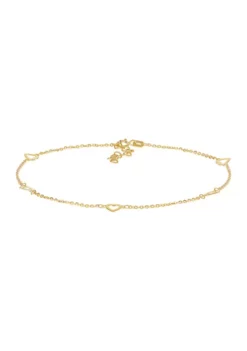 Best Sale 🎉 Flat Open Heart Anklet in 10K Yellow Gold by Belk & Co. ✔️ -DealsBelk & Co. Store Belk 3084