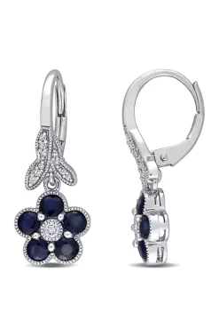 Discount 😍 4.33 ct. t.w. Sapphire and 1/7 ct. t.w. Diamond Flower Earrings in 10k White Gold by Belk & Co. ✔️ -DealsBelk & Co. Store Belk 30848
