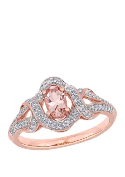 Flash Sale ❤️ 1.14 ct. t.w. Morganite, 1/10 ct. t.w. Diamond Interlaced Halo Ring by Belk & Co. 🔥