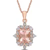 Best Pirce 🎁 1.3 ct. t.w. Morganite, 1/3 ct. t.w. Sapphire, and 1/10 ct. t.w. Diamond Accent Pendant with Chain in 10K Rose Gold by Belk & Co. ✨