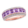 Deals 👍 Amethyst and White Topaz Semi-Eternity Ring in 10K Rose Gold by Belk & Co. 💯