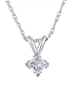 Outlet 🥰 1/4 ct. t.w. Princess Cut Diamond Solitaire Pendant with Chain in 14K White Gold by Belk & Co. ✨ -DealsBelk & Co. Store Belk 30886
