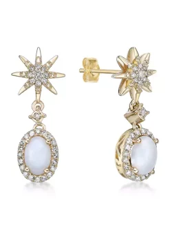 Hot Sale 🌟 5/8 ct. t.w. Opal and 1/5 ct. t.w. Diamond Earrings in 10K Yellow Gold by Belk & Co. ⌛ -DealsBelk & Co. Store Belk 30889