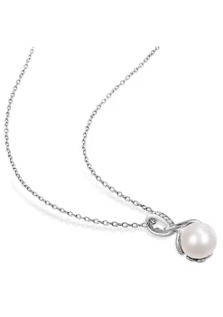 Flash Sale 👍 3-Piece Set of 8-8.5MM Freshwater Cultured Pearl and 1/6 ct. t.w. Diamond Ring, Earrings and Pendant with Chain in Sterling Silver by Belk & Co. 😉 -DealsBelk & Co. Store Belk 30901