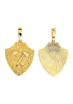 Promo ⌛ Men's Shield with Center Axe Pendant in 10K Yellow Gold by Belk & Co. 🥰 -DealsBelk & Co. Store Belk 30904