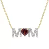 Brand new 😍 4/5 ct. t.g.w. Garnet and 1/10 ct. t.w. Diamond "MOM" Pendant with Chain in Yellow Plated Sterling Silver by Belk & Co. ✔️