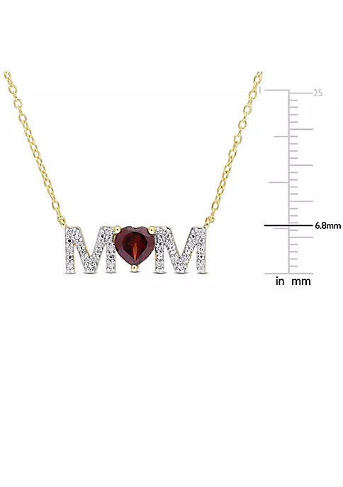 Brand new ๐ 4/5 ct. t.g.w. Garnet and 1/10 ct. t.w. Diamond "MOM" Pendant with Chain in Yellow Plated Sterling Silver by Belk & Co. โ๏ธ 3 Brand new ๐ 4/5 ct. t.g.w. Garnet and 1/10 ct. t.w. Diamond "MOM" Pendant with Chain in Yellow Plated Sterling Silver by Belk & Co. โ๏ธ - Image 3