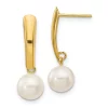 Best reviews of 💯 14K Yellow Gold 6-7mm White Round Freshwater Cultured Pearl Dangle Post Earrings by Belk & Co. ✔️
