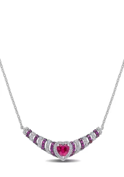 Flash Sale ❤️ Created Ruby and Created White Sapphire Heart Necklace in Sterling Silver by Belk & Co. 🌟 -DealsBelk & Co. Store Belk 30941