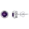 Budget 🤩 Sterling Silver 6mm Round Amethyst Diamond Accent Halo Stud Earrings by Belk & Co. 🎉