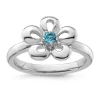 Coupon 🎁 1/10 ct. t.w. Blue Topaz Polished Stackable Expressions Flower Ring in Sterling Silver by Belk & Co. 🔥