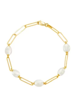 Coupon ๐งจ Pearl on Paperclip Bracelet in Sterling Silver by Belk & Co. ๐ฅ