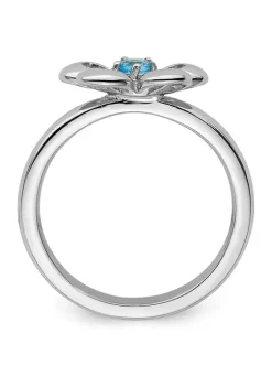 Coupon 🎁 1/10 ct. t.w. Blue Topaz Polished Stackable Expressions Flower Ring in Sterling Silver by Belk & Co. 🔥 -DealsBelk & Co. Store Belk 30960