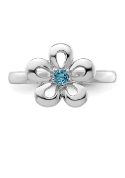 Coupon 🎁 1/10 ct. t.w. Blue Topaz Polished Stackable Expressions Flower Ring in Sterling Silver by Belk & Co. 🔥 -DealsBelk & Co. Store Belk 30962