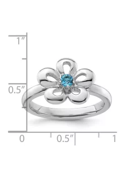 Coupon 🎁 1/10 ct. t.w. Blue Topaz Polished Stackable Expressions Flower Ring in Sterling Silver by Belk & Co. 🔥 -DealsBelk & Co. Store Belk 30963