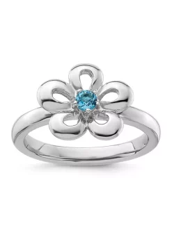 Coupon 🎁 1/10 ct. t.w. Blue Topaz Polished Stackable Expressions Flower Ring in Sterling Silver by Belk & Co. 🔥 -DealsBelk & Co. Store Belk 30964