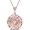 Wholesale 🥰 9 ct. t.w. Morganite and 3/4 ct. t.w. Diamond Medallion Pendant with Chain in 14K Rose Gold by Belk & Co. 🔥