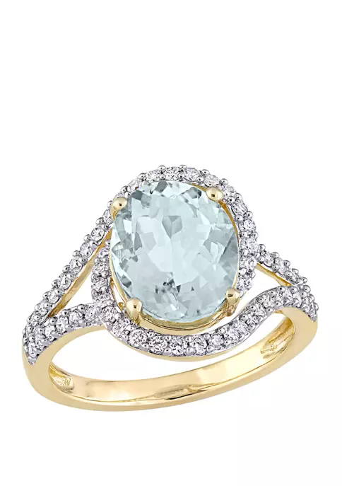 Budget ๐งจ 2.75 ct. t.w Aquamarine and 1/2 ct. t.w Diamond Swirl Ring in 14K Yellow Gold by Belk & Co. ๐ฅ 1 Budget ๐งจ 2.75 ct. t.w Aquamarine and 1/2 ct. t.w Diamond Swirl Ring in 14K Yellow Gold by Belk & Co. ๐ฅ