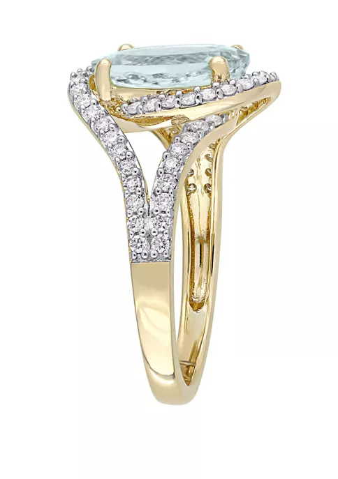 Budget ๐งจ 2.75 ct. t.w Aquamarine and 1/2 ct. t.w Diamond Swirl Ring in 14K Yellow Gold by Belk & Co. ๐ฅ 2 Budget ๐งจ 2.75 ct. t.w Aquamarine and 1/2 ct. t.w Diamond Swirl Ring in 14K Yellow Gold by Belk & Co. ๐ฅ - Image 2