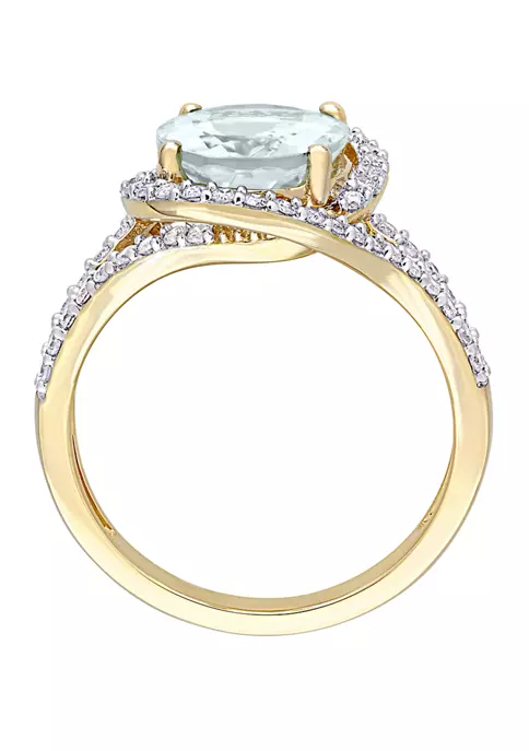 Budget ๐งจ 2.75 ct. t.w Aquamarine and 1/2 ct. t.w Diamond Swirl Ring in 14K Yellow Gold by Belk & Co. ๐ฅ 3 Budget ๐งจ 2.75 ct. t.w Aquamarine and 1/2 ct. t.w Diamond Swirl Ring in 14K Yellow Gold by Belk & Co. ๐ฅ - Image 3