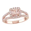 Cheap ⌛ 3/4 ct. t.w. Morganite and 1/2 ct. t.w. Diamond Halo Split Shank Engagement Ring in 14k Rose Gold by Belk & Co. ✔️