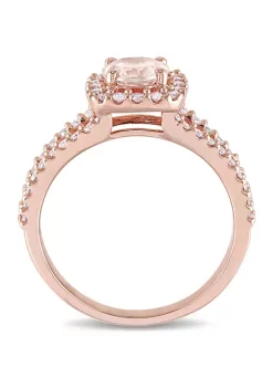 Cheap ⌛ 3/4 ct. t.w. Morganite and 1/2 ct. t.w. Diamond Halo Split Shank Engagement Ring in 14k Rose Gold by Belk & Co. ✔️ -DealsBelk & Co. Store Belk 30993