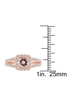 Cheap ⌛ 3/4 ct. t.w. Morganite and 1/2 ct. t.w. Diamond Halo Split Shank Engagement Ring in 14k Rose Gold by Belk & Co. ✔️ -DealsBelk & Co. Store Belk 30994
