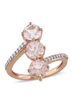 Outlet ⭐ 2.5 ct. t.w. Morganite and 1/8 ct. t.w. Diamond 3-Stone Bypass Ring in 14k Rose Gold by Belk & Co. 👏 -DealsBelk & Co. Store Belk 31007