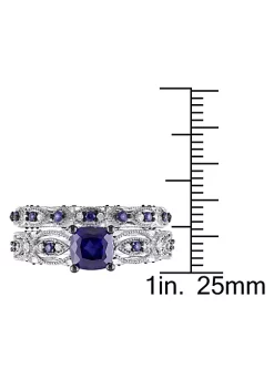 Buy 😀 2 ct. t.g.w. Created Blue Sapphire and 1/10 ct. t.w. Diamond Engagement Ring in 10K White Gold with Black Rhodium Plated by Belk & Co. 😉 -DealsBelk & Co. Store Belk 31015