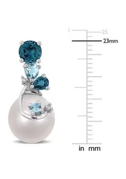 Discount 😀 9-10mm Freshwater Cultured Pearl 2 CT TGW London & Sky Blue Topaz and Diamond Accent Pearl Earrings in Sterling Silver by Belk & Co. 👏 -DealsBelk & Co. Store Belk 3102