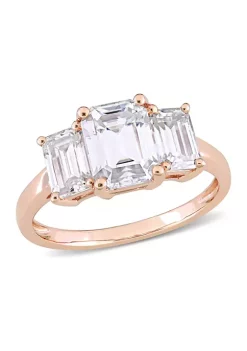Budget 😀 2.75 ct. t.w. Created Moissanite Octagon 3-Stone Engagement Ring in 10k Rose Gold by Belk & Co. ✨