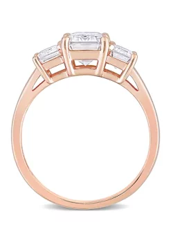 Budget 😀 2.75 ct. t.w. Created Moissanite Octagon 3-Stone Engagement Ring in 10k Rose Gold by Belk & Co. ✨ -DealsBelk & Co. Store Belk 31022