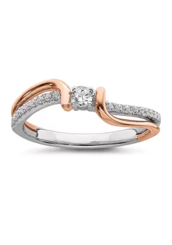 Best Sale 🔥 1/5 ct. t.w. Diamond Band Ring in 14K White and Rose Gold by Belk & Co. ✔️