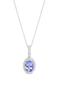 Best Pirce ⭐ 1.25 ct. t.w. Tanzanite and 1/6 ct. t.w. Diamond Pendant Necklace in 10K White Gold by Belk & Co. 💯