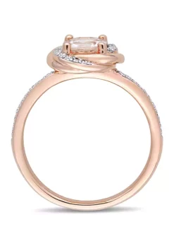 Outlet 🔥 4/5 ct. t.w. Morganite and 1/6 ct. t.w. Diamond Swirl Ring in 10k Rose Gold by Belk & Co. 🥰 -DealsBelk & Co. Store Belk 31049