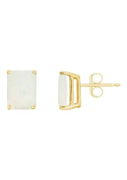 Cheapest 🎉 14K Gold 8x6 Emerald Cut Opal Earrings by Belk & Co. ❤️