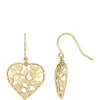 Budget 🎁 Floral Heart Hook Earrings in 10k Yellow Gold by Belk & Co. ✔️