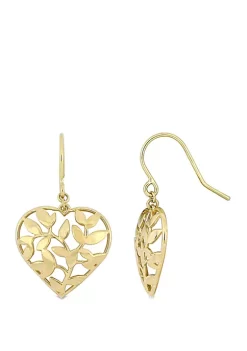 Budget 🎁 Floral Heart Hook Earrings in 10k Yellow Gold by Belk & Co. ✔️ -DealsBelk & Co. Store Belk 31081