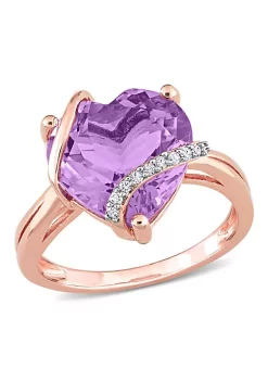 Brand new 🎉 Amethyst and Diamond Accent Heart Ring in Rose Plated Sterling Silver by Belk & Co. ⭐