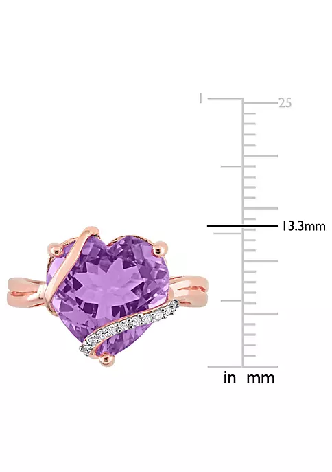 Brand new ๐ Amethyst and Diamond Accent Heart Ring in Rose Plated Sterling Silver by Belk & Co. โญ 4 Brand new ๐ Amethyst and Diamond Accent Heart Ring in Rose Plated Sterling Silver by Belk & Co. โญ - Image 4