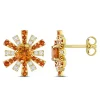 New 😉 1.62 CT TGW Madeira Citrine and White Topaz Starburst Earrings in 18k Yellow Gold Plated Sterling Silver by Belk & Co. ⭐