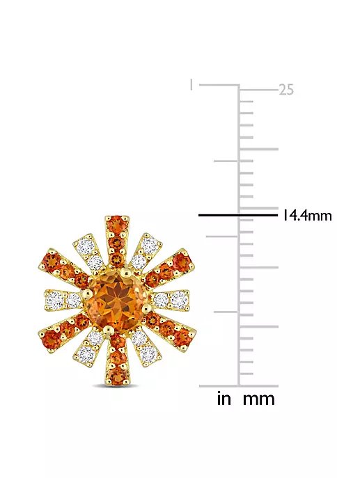 New 😉 1.62 CT TGW Madeira Citrine and White Topaz Starburst Earrings in 18k Yellow Gold Plated Sterling Silver by Belk & Co. ⭐ 2 New 😉 1.62 CT TGW Madeira Citrine and White Topaz Starburst Earrings in 18k Yellow Gold Plated Sterling Silver by Belk & Co. ⭐ - Image 2