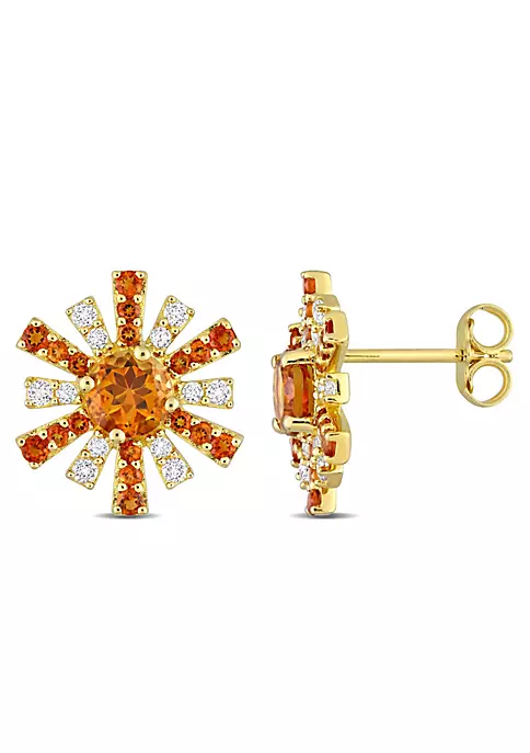New 😉 1.62 CT TGW Madeira Citrine and White Topaz Starburst Earrings in 18k Yellow Gold Plated Sterling Silver by Belk & Co. ⭐ 5 New 😉 1.62 CT TGW Madeira Citrine and White Topaz Starburst Earrings in 18k Yellow Gold Plated Sterling Silver by Belk & Co. ⭐ - Image 5