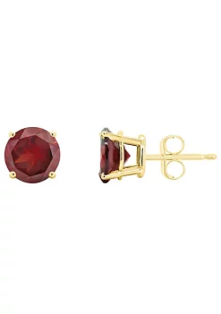 Best reviews of 😀 14K Yellow Gold 7mm Round Garnet Stud Earrings by Belk & Co. ✔️