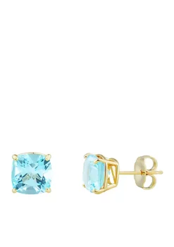Deals ๐ฅฐ 8 Millimeter Swiss Blue Topaz Earrings in 10K Yellow Gold by Belk & Co. โ