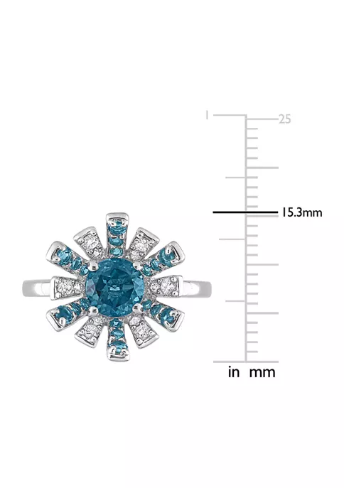 Buy 👍 1 3/4 CT TGW London Blue Topaz and White Topaz Starburst Cocktail Ring in Sterling Silver by Belk & Co. 🛒 2 Buy 👍 1 3/4 CT TGW London Blue Topaz and White Topaz Starburst Cocktail Ring in Sterling Silver by Belk & Co. 🛒 - Image 2