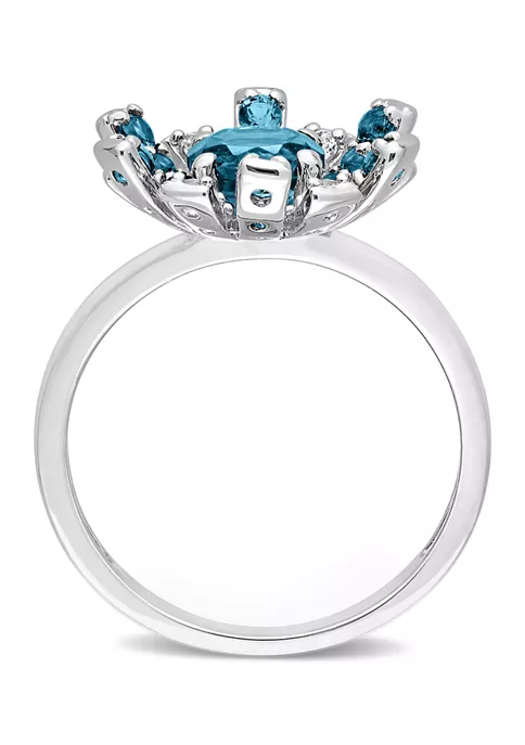 Buy 👍 1 3/4 CT TGW London Blue Topaz and White Topaz Starburst Cocktail Ring in Sterling Silver by Belk & Co. 🛒 5 Buy 👍 1 3/4 CT TGW London Blue Topaz and White Topaz Starburst Cocktail Ring in Sterling Silver by Belk & Co. 🛒 - Image 5